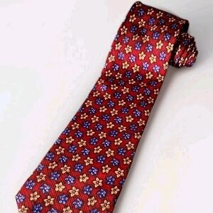 Meeting Street‎ Red Floral Geometric Silk Necktie 60"x 4"